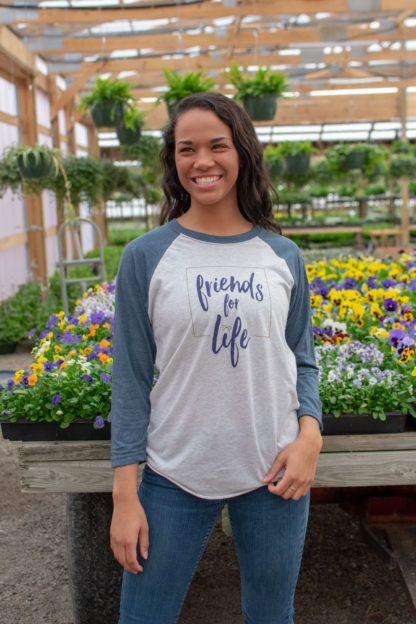 Friends for Life Baseball Tee (White/Blue)