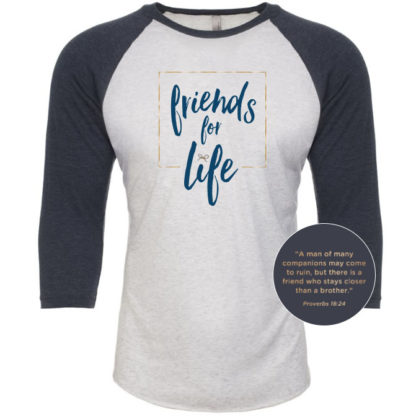 Friends for Life Baseball Tee (White/Blue) - Image 2